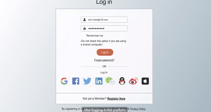 1. Login to the Click2Match Platform first.