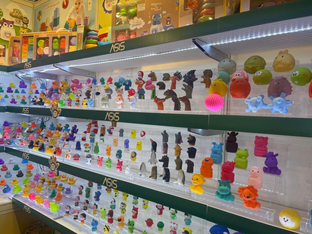 Display of rubber figures.
